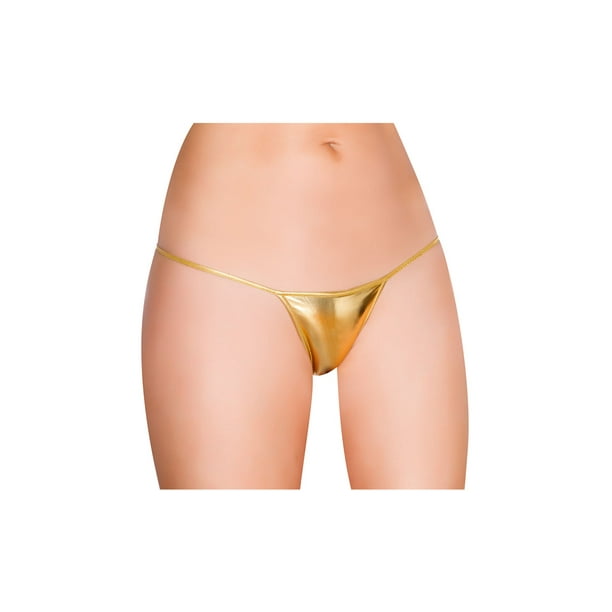 Ladies Metallic Micro G Strings Mid Rise Intimate Polyester Thongs Undergarments